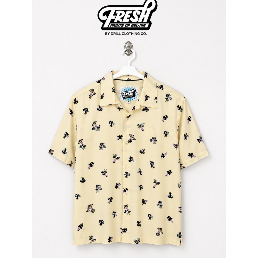 NWT Fresh Prints of Bel-Air Mushroom Print Button Front Shirt M Y2K Festival